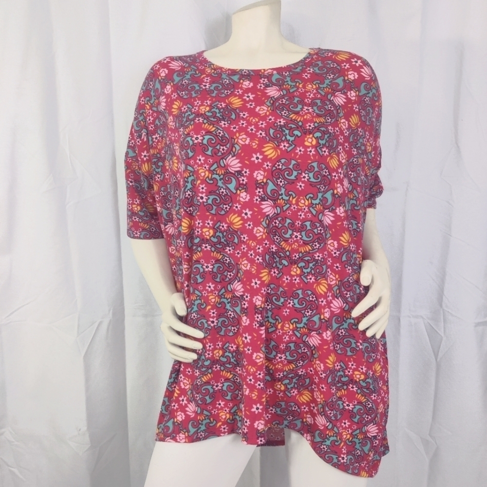 NEW LuLaRoe "Irma" Tunic XL Top Tee T Shirt Dress Pink Multi Floral & Abstract